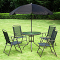 Luxury 6-Piece Garden Bistro Set — Aluminium Table, 4 Folding Chairs & Parasol in Black