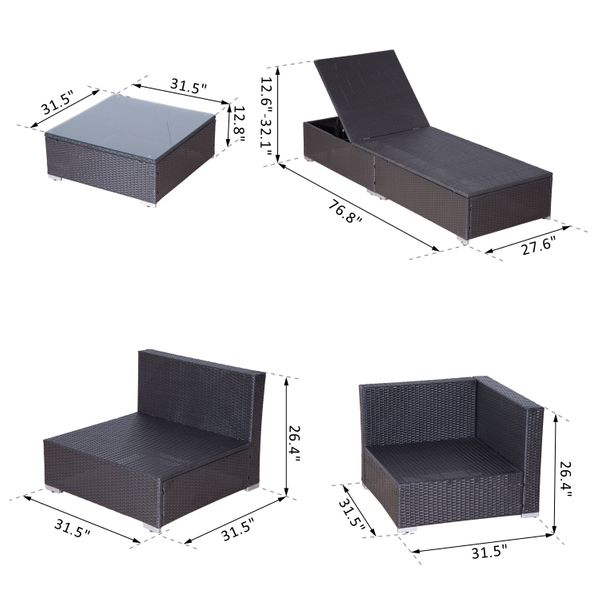 Luxury 9-Piece Rattan Garden Sofa & Lounger Set — PE Wicker with Cushions & Coffee Table in Dark Coffee